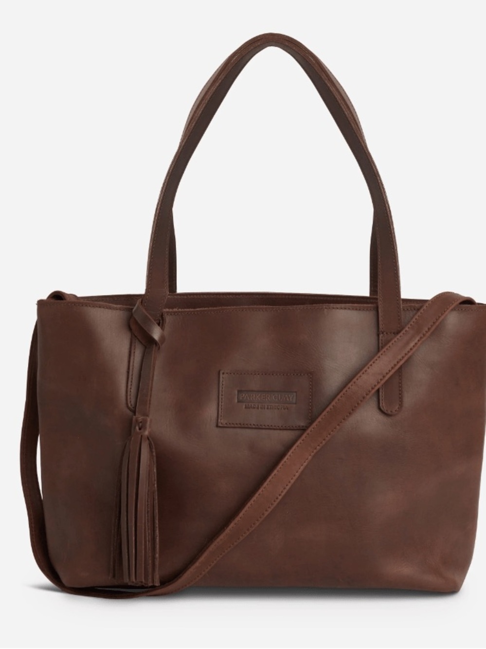 Parker Clay Eden Carryall Distressed Leather Tote Bag in Rust Brown - Picture 12 of 15